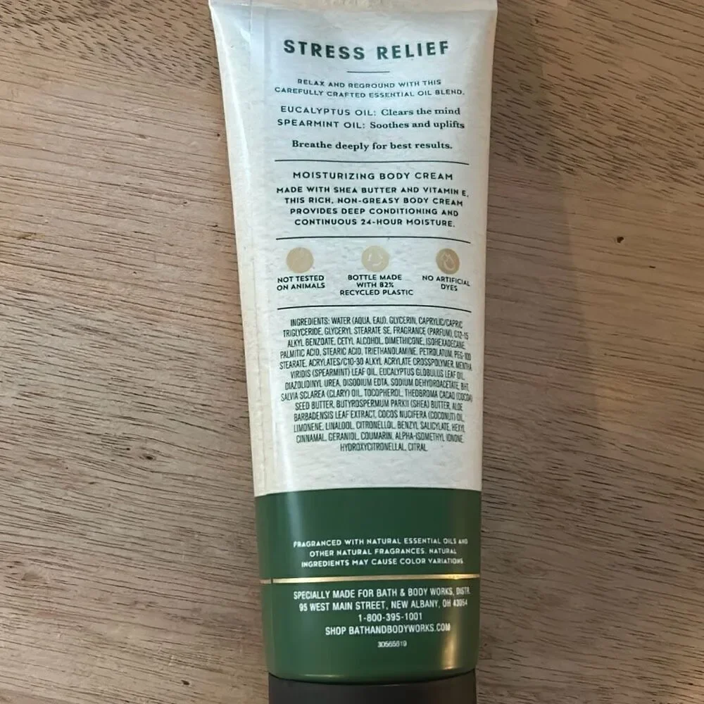 Bath & Body Works aromatherapy eucalyptus and spearmint stress relief moisturizi